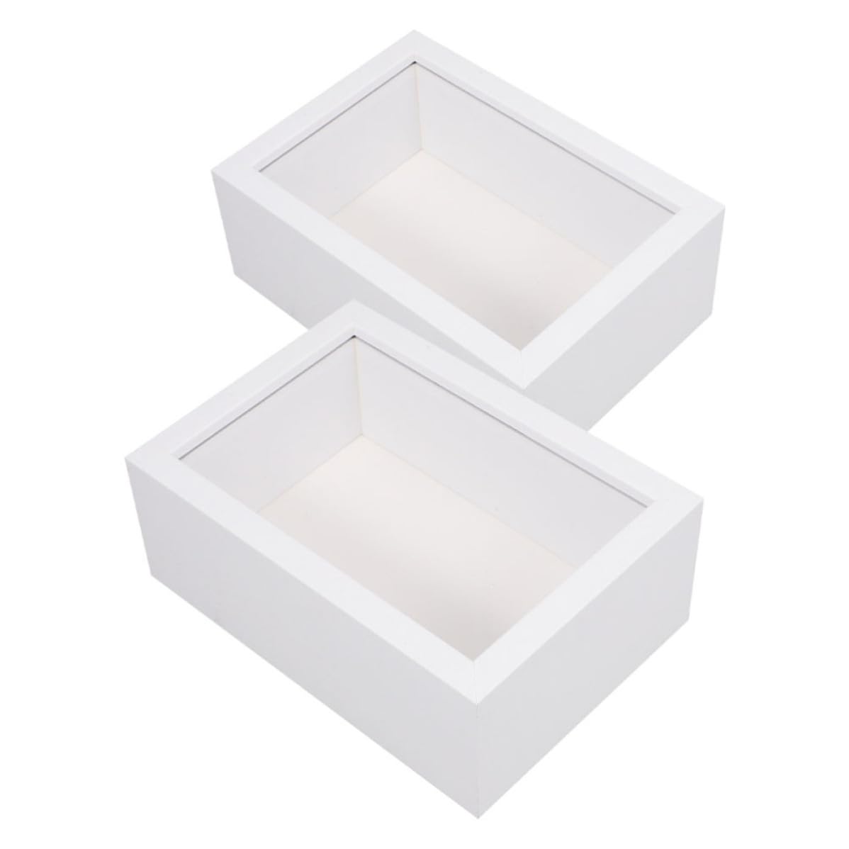 Boîte en bois blanche Vaguelly 2pcs pour fleurs séchées et cadres photos