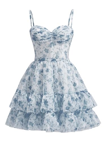 Floral Homecoming Dresses for Teens 2025 Short A-Line Tiered HOCO Short Prom Party Corset Gown