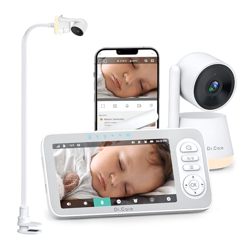 Dr.Care LumiView Plus Babyphone WiFi avec Caméra & Support Lit Bébé Clip – Écran 5,5”, Caméra 2K, Split Screen 1080P, Détection Pleurs & Mouvements,...