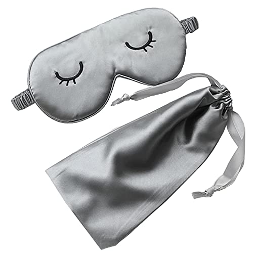 YTYH Sleep Mask, Silk Sleep Mask for Women and Men, Nap Meditation Travel Eye Cover, Imitation Silk Fabric Eye Mask, Blindfold for Sleeping On A Flight Or Coach, Cute Pattern Eye Mask (Grey)