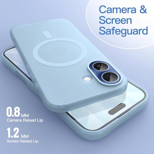 Image of DIZORO Matte Case for iPhone 17 6.3-Inch Compatible with MagSafe, Camera Lens Full Protection, Shockproof Translucent Frosted TPU Soft Phone Cover, Anti-Fingerprint (Sky)