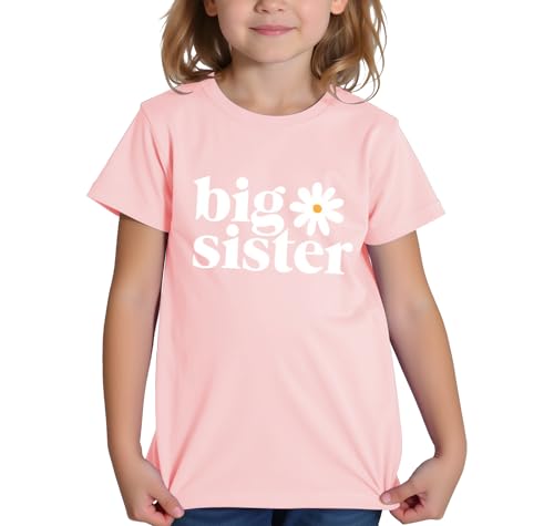 Image of Big Sister Shirt Baby Girl Announcement Toddler Shirts Sibling Reveal Short Sleeve Cute Tee