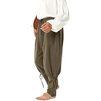 Haloumoning Pantalones medievales para niños, con cordones,