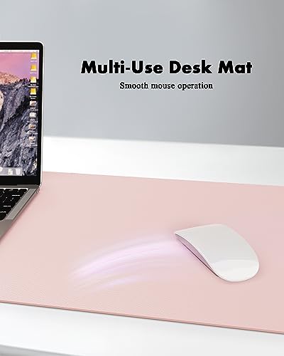 Image of YSAGi Double-Sided Desk Mat, Eco Cork & Leather Desk Protector, Large Mouse Pad & Writing Pad for Office /Home (31.5 inchx15.7 inch, Pink+Cork)