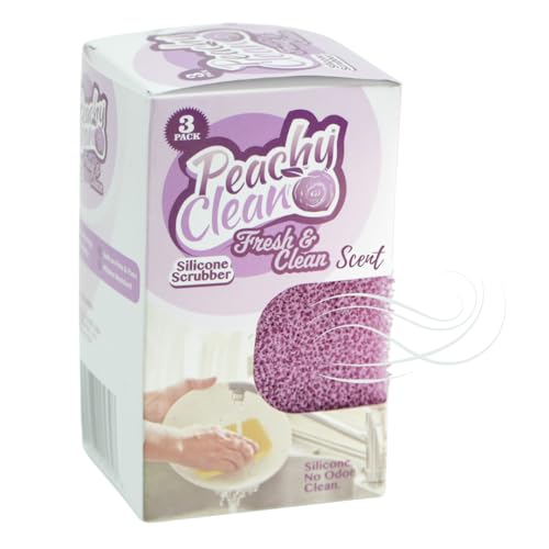 Image of Peachy Clean Silicone Dish Sponge Scrubbers, Fresh & Clean Scent, Non-Scratch, Odor-Resistant, Durable Dish Sponges for Kitchen 3pk