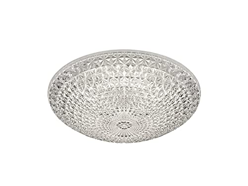 Reality Kuma Plafoniera LED, Tonda, Diffusore, Effetto Cristallo, Diametro 28 cm, Integrata, 10 watts, Bianco