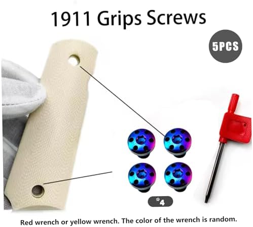 1911 Grips, 4Pcs 1911 Grip Screws Stainless Steel Torx Colorful with Torx Key Random Color - 3