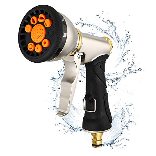 AOLEBA Hose Nozzle Garden Hose Nozzle with 9 Adjustable Patterns Front Trigger Hose Sprayer Water Hose Nozzle for Cleaning, Watering Garden, Washing Cars, Bathing Pets
