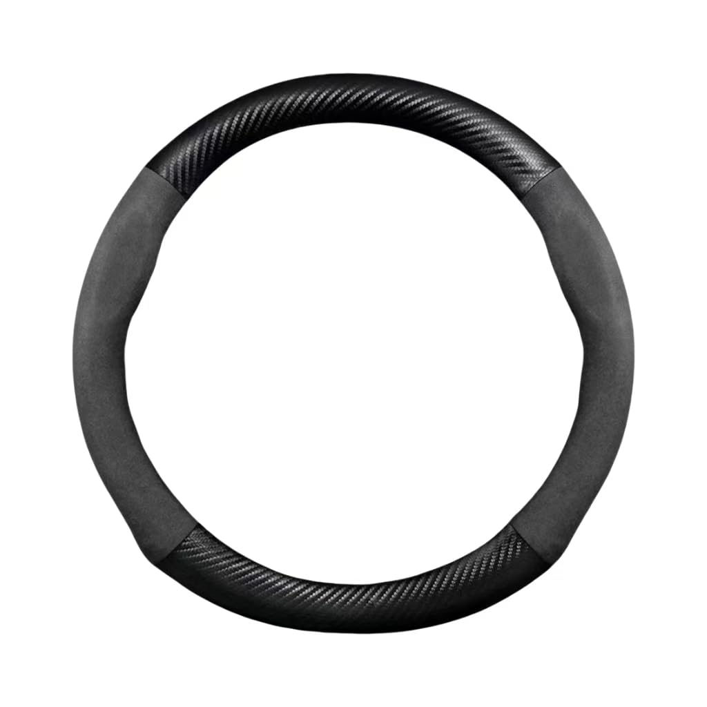 R-timer Car Steering Wheel Cover Artificial Leather for Bentley Bentayga (facelift 2020) 2020-2026, Car Wheel Covers Protector Anti-slip Breathable 37-38cm Interior Accessory,Black-Type O