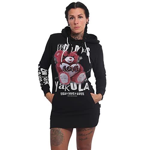 Yakuza Damen Soft Voodoo Hoodie Kleid, Schwarz, XL