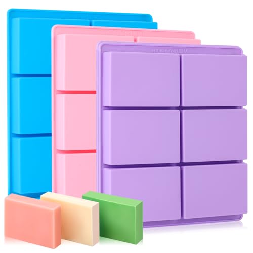 SJ Silicone Soap Molds 3 Packs, Rectangle Soap...