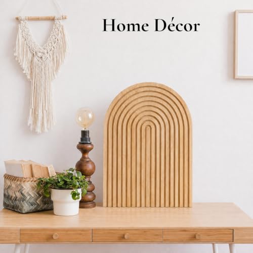 Image of Curated Cart Bamboo Wooden Rainbow Decor Tray, Decorative Serving Tray, Chopping & Serving Board, Table Tray for Decoration, Kitchen Counter, Dining Table, Living Room & Home Decor