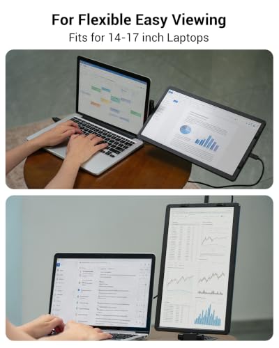 Image of Laptop Screen Extender 14 inch FHD IPS Dual Portable Screen for Laptop | 360 Rotation, Adjustable Stand, 1.34lbs Ultra-Slim Lightweight,Plug & Play, Mini HDMI /USB Type-C, Windows /Mac /Android