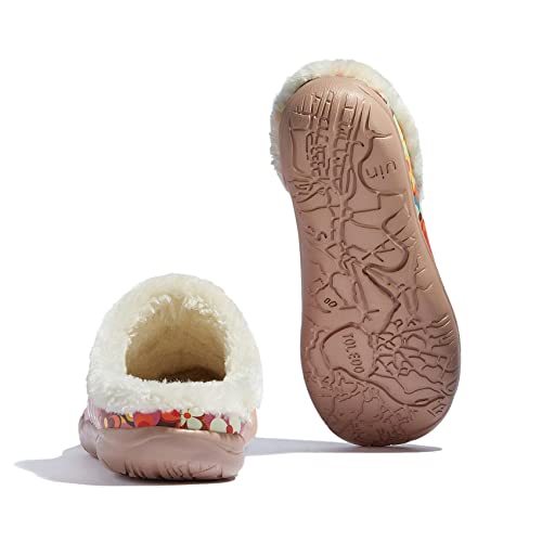 Uin Women's Slipper Fashion Comfort Travel Shoes Wide Toe Casual Household Art Painted Fuzzy Clogs Mules Slip On Malaga Starry Garden (7) #TOP4
