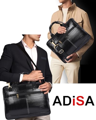 ADISA Laptop Messenger Office Bag Briefcase for Work for Men (Lb6050-Bla),Black