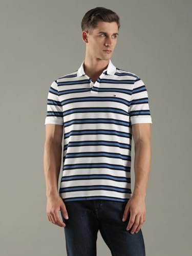 Image of Tommy Hilfiger Solid Regular fit Cotton Polo t-Shirt