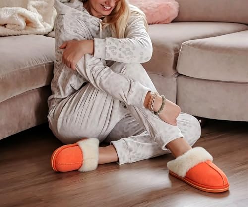 Image of KuaiLu Womens Cozy Memory Foam Slippers Ladies Fuzzy Faux Fur Lined Warm Arch Support House Shoes Slip on Comfy Winter Scuff Indoor Outdoor Rubber Hard Sole