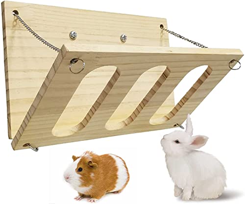 Kleine Hasen-Heu-Raufe aus Holz Hasen-Heu-Futterstation Krippen-Gras-Halter Meerschweinchen-Futterspender für Kaninchen kleine Haustiere Chinchilla-Hamster Cover