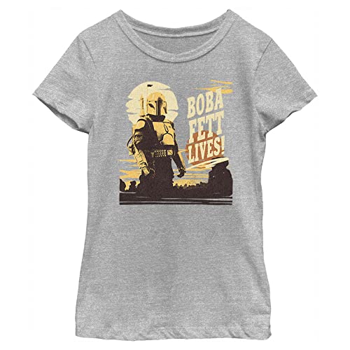 T-shirt Star Wars Boba Fett filles en coton heather gris taille M pour enfant