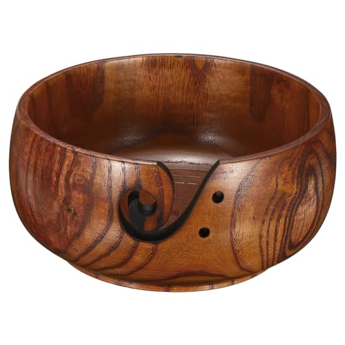 Image of YOKIVE Wooden Yarn Bowls for Crochet Bamboo Yarn Knitting Bowl for Mother Grandma Women Lover, 6 inch x 3 inch