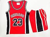 sin mangas Niño 23 Chicago Bulls Pantalones Cortos de Baloncesto Camisetas de Verano Uniformes y Tops de Camiseta Baloncesto (6 años)
