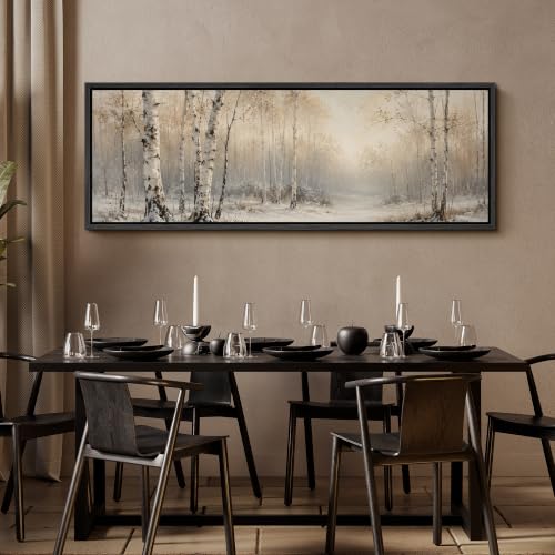 Image of MUDECOR Large Framed Canvas Print Wall Art Birch Forest for Living Room