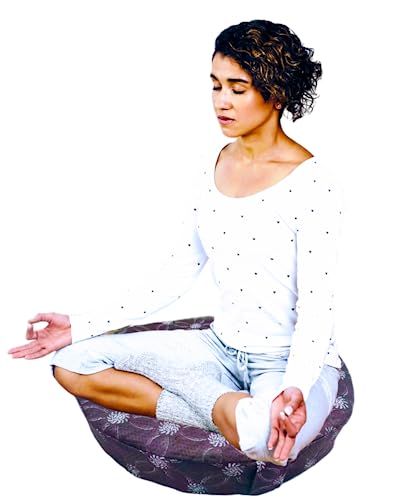 Marogeh Bamboo Knits Jacquard Meditation Cushion For Sitting On Floor I 20 X 20 X 4.5 Inch Large Thick Washable Cover With Carrying Strap I Round Meditation Pillow #TOP17