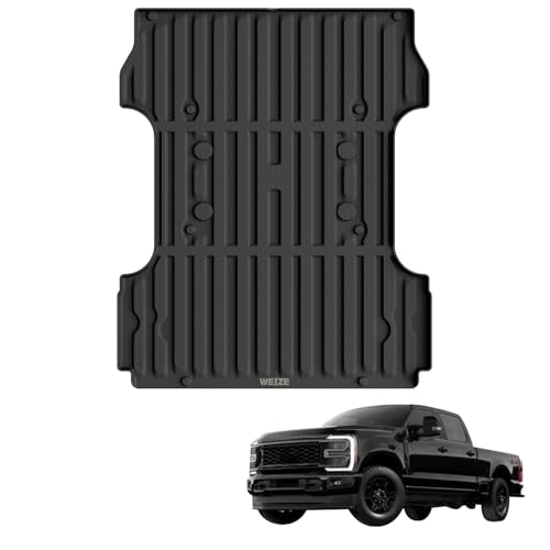 WEIZE Truck Bed Mat for 2017-2024 2025 2026 Ford F250 F350 F450 Accessories 6.8FT, All Weather Protection TPE Truck Bed Liner Durable Easy Clean Black