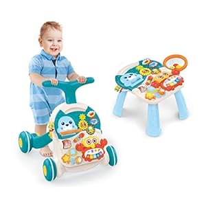 Kixre Baby Walkers for Boys and Girls - Sit-to-Stand Learning Walker ? Baby Push Walkers with Activity Table ? Activity Walker for Baby Boy and Girl