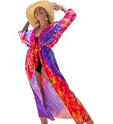 Women Cardigan with Belt Beach Blouse Long Beach Kimono Robe Cover ups lace up Loose Kimono Duster