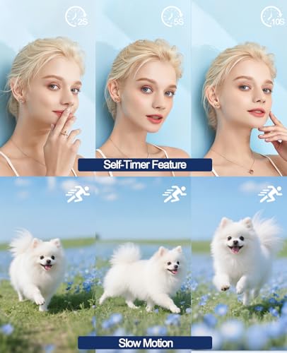 Foto de FLATIC Cámara digital con WiFi, cámaras 5K 64MP para fotografía con pantalla abatible de 180° para YouTube, cámara de enfoque automático de enfoque automático de 18X con tarjeta de 64 GB, lente ancha (imagen 5)