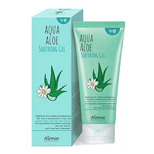 Alonie Aloe Soothing Gel 4.06 fl.oz.(120ml) - Contained 48,000mg Aloe Vera Leaf Extract, Moisturizing Soothing Gel for Face & Body & Hair, Fresh Gel Type Essence, No Paraben and Mineral Oil