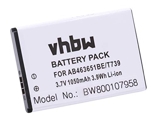 vhbw Li-ION Batterie 1050mAh (3.7V) pour téléphone Smartphone Samsung Player Star 2, Player Star 2 S5620, Player Star S5600, Preston S5600, Rex 60