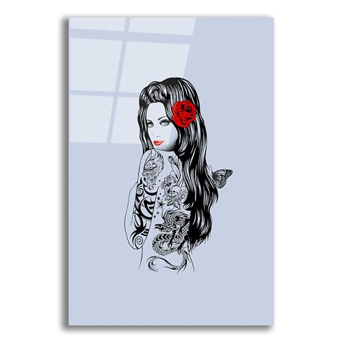 Epic Art 'Tattoo Girl' by Rachel Caldwell, Acrylic Glass Wall