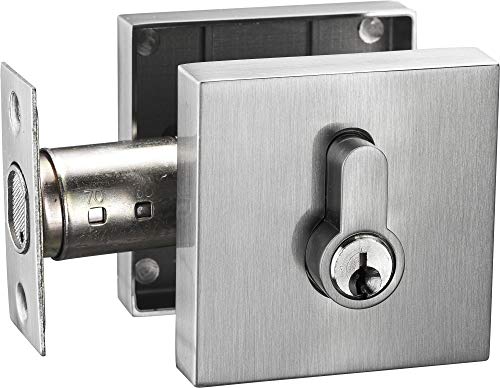 Berlin Modisch Contemporary Square Single Cylinder Deadbolt Lock For Front Door Entrance Modern High Security Heavy Duty – Satin Nickel Finish #TOP1