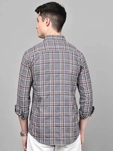Image of Majestic Man Stylish Slim Fit Cotton Spread Collar Checked Casual Shirt for Men