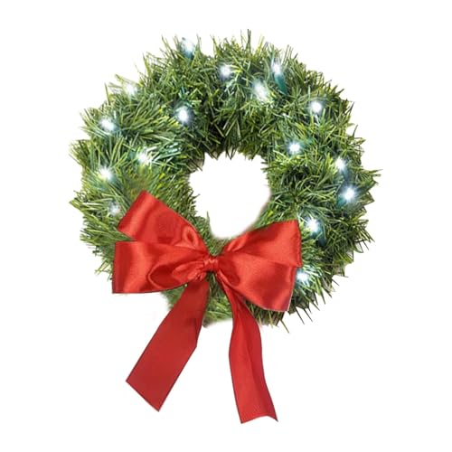 Small Christmas Wreath Set, 11.81" Car Holiday Wreath with Red Bow - image 3