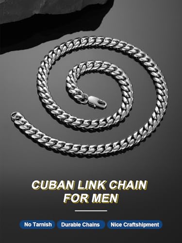 ChainsPro Chunky Miami Cuban Link Chains for Men,Stainless Steel Cuban Chain Necklace,4.8/6/10/14mm Width,No Tarnish& Thick Hip Hop Jewelry,18-30 inch Length, Black/Gold Plated/Silver,Send Gift Box2