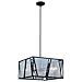 VAXCEL Modern Industrial Pendant Light - Geometric Hanging Black Light Fixture with Textured Clear Glass for Kitchen Island Lighting, Dining Room Lighting, Bedroom Lighting