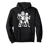 Sasquatch And Alien Rock Hand Paranormal UFO Pullover Hoodie