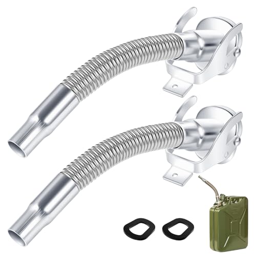 BBTO 2 Pcs Flexible Jerry Can Spout Stainless Steel Long Nose Spout Replacement Compatible with Wavian Jerry Can (Silver)