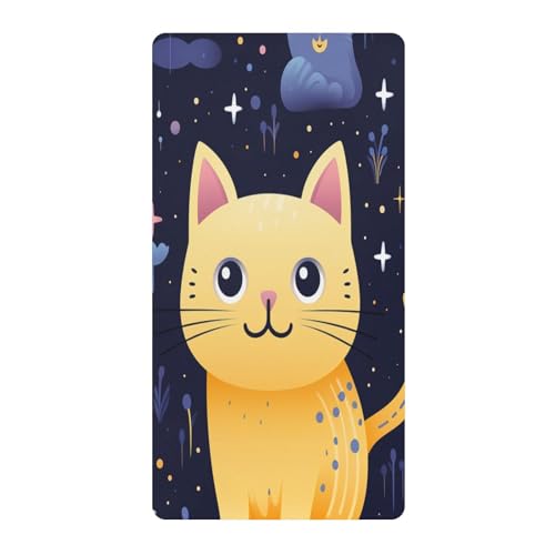 Lindo Gato Luna Gatito Sábana de Cuna para Niños Pequeños,Sábanas de Algodón Suave para Bebés Aptas para Colchón Corralito