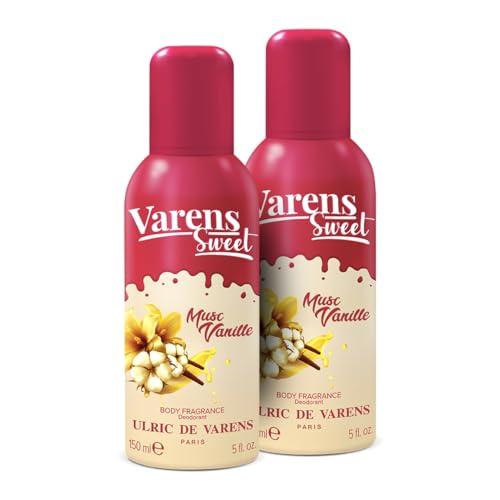 ULRIC DE VARENS - Body Fragrance Varens Sweet Musc Vanille - Floral, Musc - Parfum & Déodorant Femme 2-en-1 - Vaporisateur - Spray - Lot de 2 x 150 ml