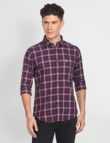 Image of U.S. Polo ASSN. Men's Cotton Regular Fit Tartan Check Twill Casual Shirt