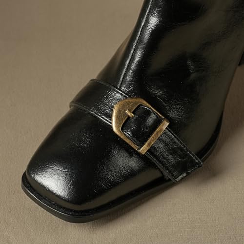 Image of Theater Women Hendrix Square-Toe Ankle Boots | Chic Kitten Heel Winter Boots with Side Zip | Stylish & Comfortable for Work, Party & Casual Wear