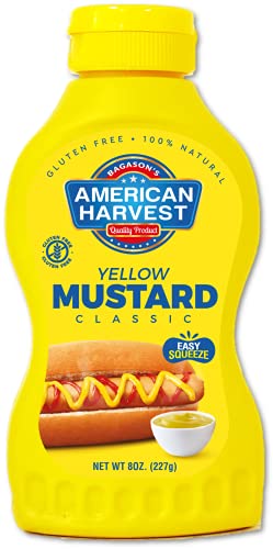 American Harvest Classic Yellow Mustard Sauce 227 g (8 oz) Ready-to-Use Table Mustard Condiment Great for Snacks Sandwiches Wraps & Grilling