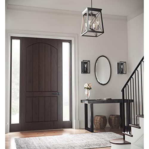 Image of Progress Lighting 1-Light Farmhouse Wall Sconce Light Cerused Black Oak, Briarwood Collection, Indoor, P710012-031, Textured Black