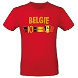 Shirt-Panda Fußball WM T-Shirt · Fan Artikel · Nummer 10 · Passend zur Weltmeisterschaft · Nationalmannschaft Länder Trikot Jersey für 2022 · Herren Damen Kinder · Belgien Belgie Belgique Belgium M