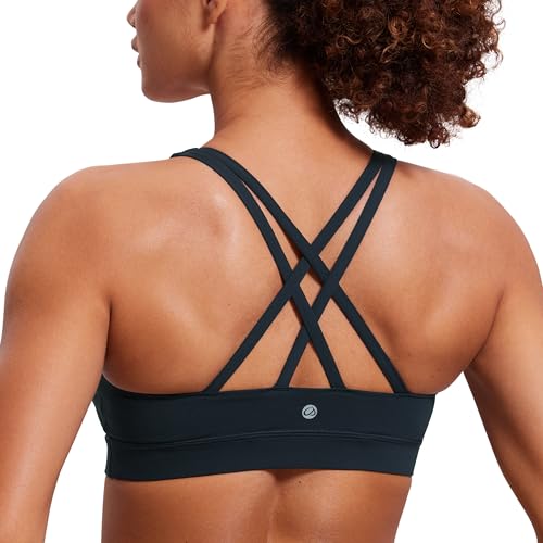 Image of CRZ YOGA Naked Feeling Strappy Sports Bras | Medium Support, Removable Pads, Yoga, Sleek, Scoop Neck, for Women
