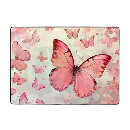Tapis imprimé papillon grand format 203 x 147 cm multicolore - 2